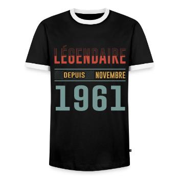Légendaire Depuis Novembre 1961 Anniversaire - T-shirt contrasté Homme - noir/blanc - Devant - AI Model Female 172 light (172cm) & AI Model Male 178 light (178cm)