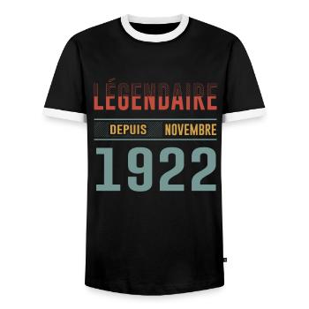 Légendaire Depuis Novembre 1922 Anniversaire - T-shirt contrasté Homme - noir/blanc - Devant - AI Model Female 172 light (172cm) & AI Model Male 178 light (178cm)