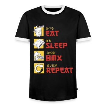 BMX Cycliste BMX Vélo BMX Rampe BMX BMX Vélo - T-shirt contrasté Homme - noir/blanc - Devant - AI Model Female 172 light (172cm) & AI Model Male 178 light (178cm)