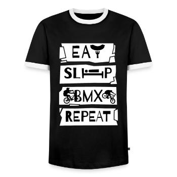 BMX Cycliste BMX Vélo BMX Rampe BMX BMX Vélo - T-shirt contrasté Homme - noir/blanc - Devant - AI Model Female 172 light (172cm) & AI Model Male 178 light (178cm)