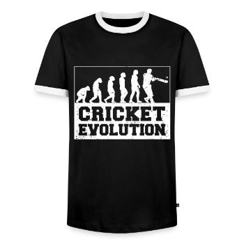Kricketspieler Cricket-game Evolution - Männer Kontrast-T-Shirt - Schwarz/Weiß - Vorne - AI Model Female 172 light (172cm) & AI Model Male 178 light (178cm)