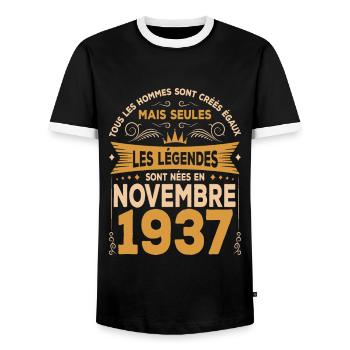 Les Légendes Sont Nées En Novembre 1937 - T-shirt contrasté Homme - noir/blanc - Devant - AI Model Female 172 light (172cm) & AI Model Male 178 light (178cm)