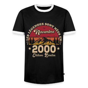 Les Légendes Sont Nées En Novembre 2000 - T-shirt contrasté Homme - noir/blanc - Devant - AI Model Female 172 light (172cm) & AI Model Male 178 light (178cm)