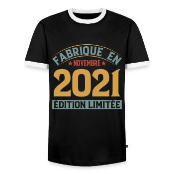 Fabriqué En Novembre 2021 Édition Limitée - T-shirt contrasté Homme - noir/blanc - Devant - AI Model Female 172 light (172cm) & AI Model Male 178 light (178cm)