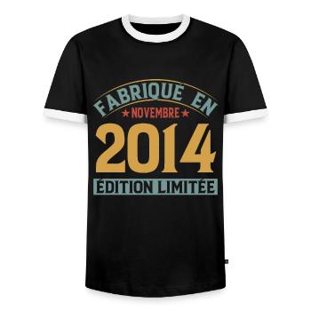 Fabriqué En Novembre 2014 Édition Limitée - T-shirt contrasté Homme - noir/blanc - Devant - AI Model Female 172 light (172cm) & AI Model Male 178 light (178cm)