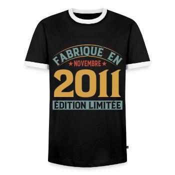 Fabriqué En Novembre 2011 Édition Limitée - T-shirt contrasté Homme - noir/blanc - Devant - AI Model Female 172 light (172cm) & AI Model Male 178 light (178cm)