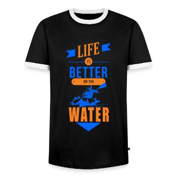 KAYAKS CANOE RAFTING BOAT Kayaking KAYAK - Men's Ringer Shirt - black/white - Front - AI Model Female 172 light (172cm) & AI Model Male 178 light (178cm)