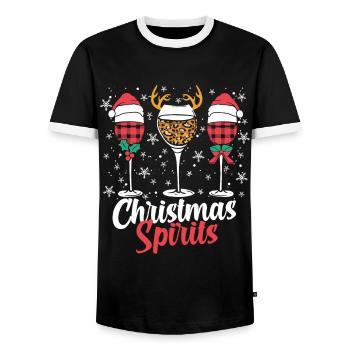 Christmas spirits - Men's Ringer Shirt - black/white - Front - AI Model Female 172 light (172cm) & AI Model Male 178 light (178cm)
