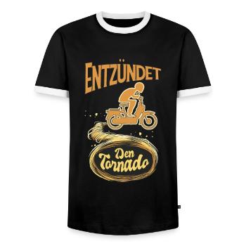 Mofa Mopedfahrer Mofaroller Moped lustige Zweitakt - Männer Kontrast-T-Shirt - Schwarz/Weiß - Vorne - AI Model Female 172 light (172cm) & AI Model Male 178 light (178cm)