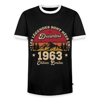 Les Légendes Sont Nées En Décembre 1963 - T-shirt contrasté Homme - noir/blanc - Devant - AI Model Female 172 light (172cm) & AI Model Male 178 light (178cm)