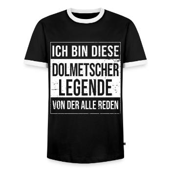 Übersetzer Geburtstag geboren Legende Dolmetscher - Männer Kontrast-T-Shirt - Schwarz/Weiß - Vorne - AI Model Female 172 light (172cm) & AI Model Male 178 light (178cm)
