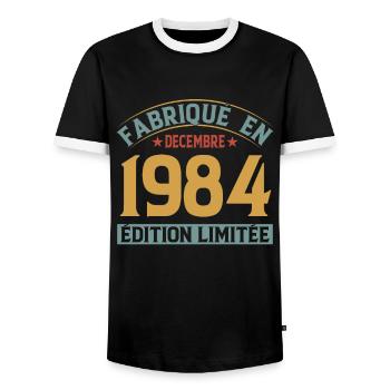 Fabriqué En Décembre 1984 Édition Limitée - T-shirt contrasté Homme - noir/blanc - Devant - AI Model Female 172 light (172cm) & AI Model Male 178 light (178cm)
