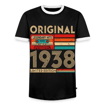Original legendäre Hits Best of 1938 - Männer Kontrast-T-Shirt - Schwarz/Weiß - Vorne - AI Model Female 172 light (172cm) & AI Model Male 178 light (178cm)