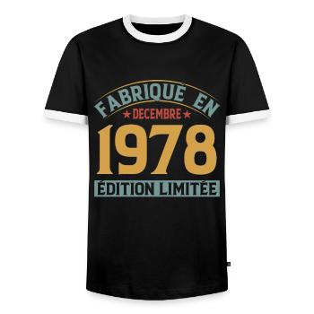 Fabriqué En Décembre 1978 Édition Limitée - T-shirt contrasté Homme - noir/blanc - Devant - AI Model Female 172 light (172cm) & AI Model Male 178 light (178cm)