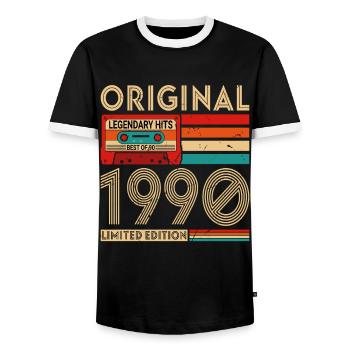 Original legendäre Hits Best of 1990 - Männer Kontrast-T-Shirt - Schwarz/Weiß - Vorne - AI Model Female 172 light (172cm) & AI Model Male 178 light (178cm)