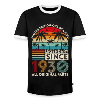 Legendär seit 1930 alle Originalteile - Männer Kontrast-T-Shirt - Schwarz/Weiß - Vorne - AI Model Female 172 light (172cm) & AI Model Male 178 light (178cm)