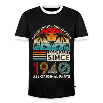 Legendär seit 1940 alle Originalteile - Männer Kontrast-T-Shirt - Schwarz/Weiß - Vorne - AI Model Female 172 light (172cm) & AI Model Male 178 light (178cm)