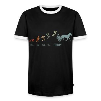 Trotting Cheval Trotting Sport Chevaux Vintage - T-shirt contrasté Homme - noir/blanc - Devant - AI Model Female 172 light (172cm) & AI Model Male 178 light (178cm)