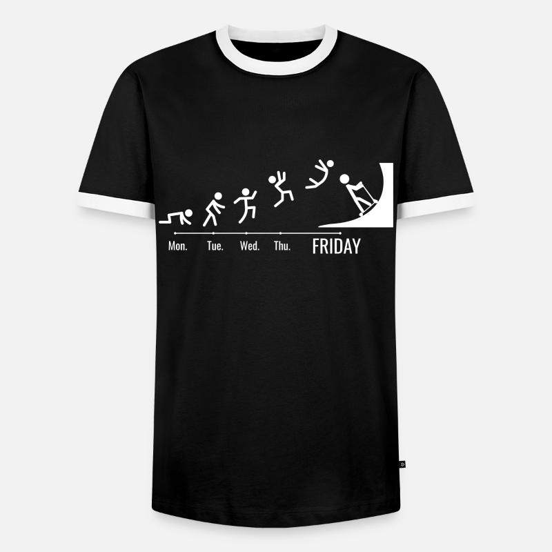 Tretroller Kick-scooter Wochenende Tretroller - Männer Kontrast-T-Shirt - Schwarz/Weiß
