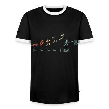 Disc Golf Player Disc Golfer Vintage Weekend - Men's Ringer Shirt - black/white - Front - AI Model Female 172 light (172cm) & AI Model Male 178 light (178cm)