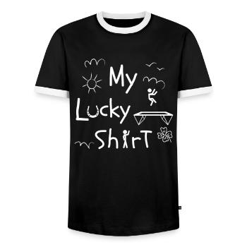 Lustiges Fitness Workout Trampolinhalle Sport - Männer Kontrast-T-Shirt - Schwarz/Weiß - Vorne - AI Model Female 172 light (172cm) & AI Model Male 178 light (178cm)