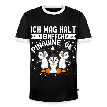 Ich Mag Halt Einfach Pinguine - Männer Kontrast-T-Shirt - Schwarz/Weiß - Vorne - AI Model Female 172 light (172cm) & AI Model Male 178 light (178cm)