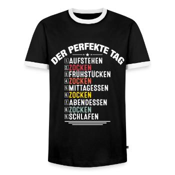 Funny Gamer Gaming Clothing Gift Der Perfekte Tag - Männer Kontrast-T-Shirt - Schwarz/Weiß - Vorne - AI Model Female 172 light (172cm) & AI Model Male 178 light (178cm)