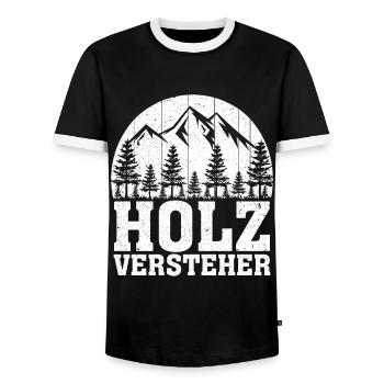 Holzversteher Chainsaw Retro Forest Woodworker - Männer Kontrast-T-Shirt - Schwarz/Weiß - Vorne - AI Model Female 172 light (172cm) & AI Model Male 178 light (178cm)