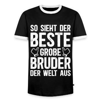 So Sieht Der Beste Große Bruder Der Welt Aus - Männer Kontrast-T-Shirt - Schwarz/Weiß - Vorne - AI Model Female 172 light (172cm) & AI Model Male 178 light (178cm)