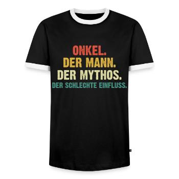 Onkel Der Mann Der Mythos - Männer Kontrast-T-Shirt - Schwarz/Weiß - Vorne - AI Model Female 172 light (172cm) & AI Model Male 178 light (178cm)