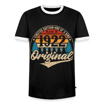 Vintage Geburtstag Geschenkidee Original 1922 - Männer Kontrast-T-Shirt - Schwarz/Weiß - Vorne - AI Model Female 172 light (172cm) & AI Model Male 178 light (178cm)