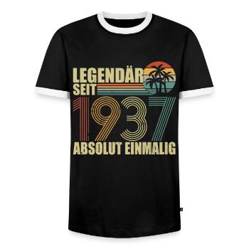 Legendär Seit 1937 Absolut Einmalig - Männer Kontrast-T-Shirt - Schwarz/Weiß - Vorne - AI Model Female 172 light (172cm) & AI Model Male 178 light (178cm)