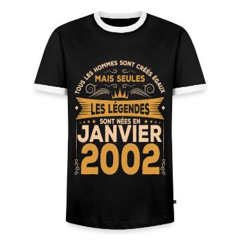 Les Légendes Sont Nées En Janvier 2002 - T-shirt contrasté Homme - noir/blanc - Devant - AI Model Female 172 light (172cm) & AI Model Male 178 light (178cm)