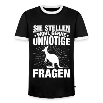 Sie Stellen Wohl Gerne Unnötige Fragen - Männer Kontrast-T-Shirt - Schwarz/Weiß - Vorne - AI Model Female 172 light (172cm) & AI Model Male 178 light (178cm)