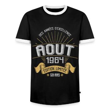 Août 1964 59 Ans Anniversaire Vintage Cadeau - T-shirt contrasté Homme - noir/blanc - Devant - AI Model Female 172 light (172cm) & AI Model Male 178 light (178cm)