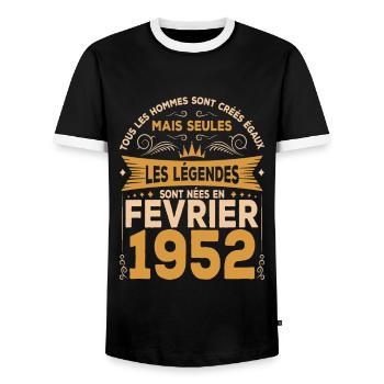 Les Légendes Sont Nées En Février 1952 - T-shirt contrasté Homme - noir/blanc - Devant - AI Model Female 172 light (172cm) & AI Model Male 178 light (178cm)
