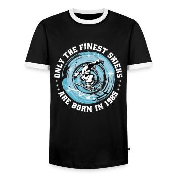 Skieur Skieur né en 1985 Anniversaire Ski - T-shirt contrasté Homme - noir/blanc - Devant - AI Model Female 172 light (172cm) & AI Model Male 178 light (178cm)