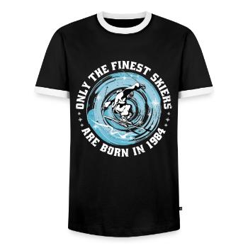 Skier Skifahrer Jahrgang 1984 Geburtstag Skilaufen - Männer Kontrast-T-Shirt - Schwarz/Weiß - Vorne - AI Model Female 172 light (172cm) & AI Model Male 178 light (178cm)