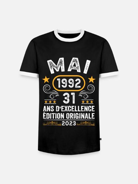 Anniversaire Vintage Idée Cadeau Mai 1992 31 - T-shirt contrasté Homme - noir/blanc