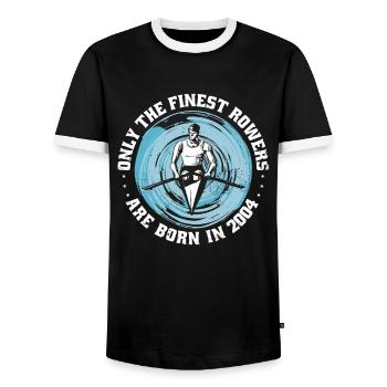 Canoe rowing Canoeists Rowers born 2004 - Men's Ringer Shirt - black/white - Front - AI Model Female 172 light (172cm) & AI Model Male 178 light (178cm)