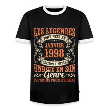 Les Légendes Sont Nées En Janvier 1998 Cadeau - T-shirt contrasté Homme - noir/blanc - Devant - AI Model Female 172 light (172cm) & AI Model Male 178 light (178cm)