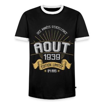 Août 1939 84 Ans Anniversaire Vintage Cadeau - T-shirt contrasté Homme - noir/blanc - Devant - AI Model Female 172 light (172cm) & AI Model Male 178 light (178cm)