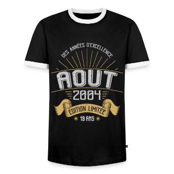Août 2004 19 Ans Anniversaire Vintage Cadeau - T-shirt contrasté Homme - noir/blanc - Devant - AI Model Female 172 light (172cm) & AI Model Male 178 light (178cm)