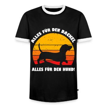 Alles für den Dackel Alles für den Hund Spruch - Männer Kontrast-T-Shirt - Schwarz/Weiß - Vorne - AI Model Female 172 light (172cm) & AI Model Male 178 light (178cm)