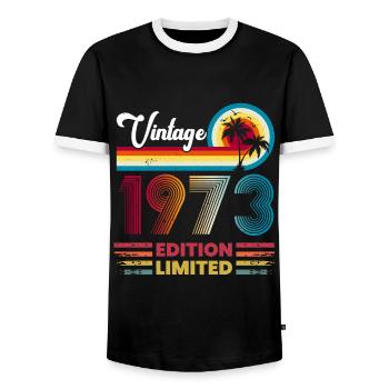 Vintage Limited Edition 50 Years Born in 1973 - Männer Kontrast-T-Shirt - Schwarz/Weiß - Vorne - AI Model Female 172 light (172cm) & AI Model Male 178 light (178cm)