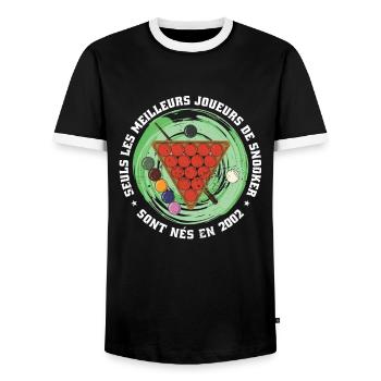 Französisch Snooker-Spieler Jahrgang 2002 - Männer Kontrast-T-Shirt - Schwarz/Weiß - Vorne - AI Model Female 172 light (172cm) & AI Model Male 178 light (178cm)