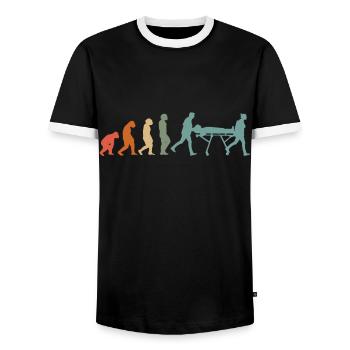 Rettungssanitäter Rettungswagen Notfall-Sani - Männer Kontrast-T-Shirt - Schwarz/Weiß - Vorne - AI Model Female 172 light (172cm) & AI Model Male 178 light (178cm)