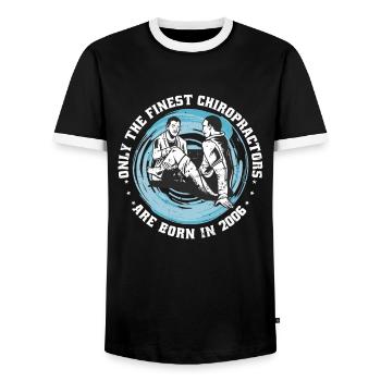 Physiotherapy born 2006 - Men's Ringer Shirt - black/white - Front - AI Model Female 172 light (172cm) & AI Model Male 178 light (178cm)