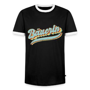 Bauern Vintage Landwirtin Bäuerin - Männer Kontrast-T-Shirt - Schwarz/Weiß - Vorne - AI Model Female 172 light (172cm) & AI Model Male 178 light (178cm)