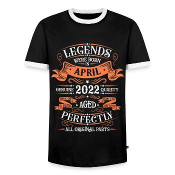 Avril 2022 | Avril 2022 anniversaire 2022 - T-shirt contrasté Homme - noir/blanc - Devant - AI Model Female 172 light (172cm) & AI Model Male 178 light (178cm)
